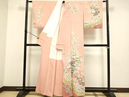平和屋着物●訪問着 絞り 辻が花 花蝶文 暈し染め 金彩 正絹 逸品 DABB9784du