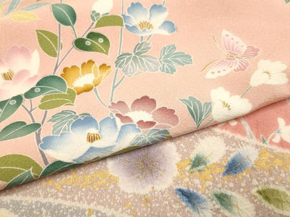 平和屋着物●訪問着 絞り 辻が花 花蝶文 暈し染め 金彩 正絹 逸品 DABB9784du