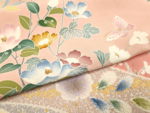 平和屋着物●訪問着 絞り 辻が花 花蝶文 暈し染め 金彩 正絹 逸品 DABB9784du