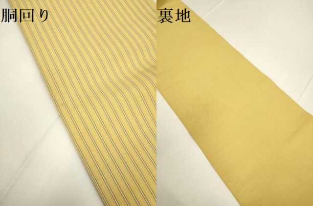 平和屋着物●本場筑前博多織 半幅帯 間道 正絹 逸品 DABB9798du
