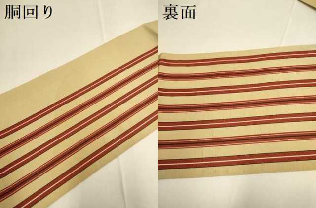 平和屋着物●本場筑前博多織　両面　半幅帯　間道　証紙付き　正絹　逸品　DABB9800du