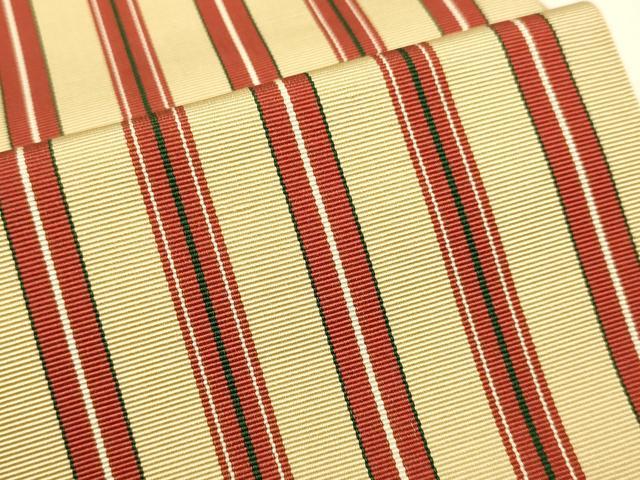 平和屋着物●本場筑前博多織　両面　半幅帯　間道　証紙付き　正絹　逸品　DABB9800du