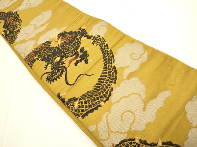 平和屋着物●アンティーク　大正ロマン　半幅帯　龍　金糸　正絹　逸品　DABB9801du