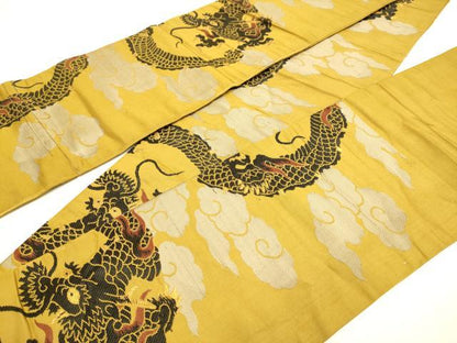 平和屋着物●アンティーク　大正ロマン　半幅帯　龍　金糸　正絹　逸品　DABB9801du