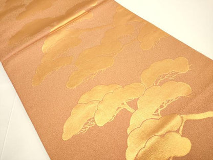 平和屋着物●織物一筋名門 織悦 全通柄 本袋帯 松文 金糸 正絹 逸品 DABB9803du