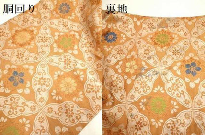 平和屋着物●アンティーク　大正ロマン　九寸名古屋帯　唐織　七宝花文　正絹　逸品　DABB9809du
