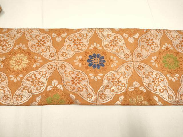 平和屋着物●アンティーク　大正ロマン　九寸名古屋帯　唐織　七宝花文　正絹　逸品　DABB9809du