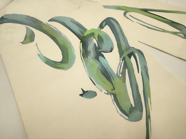 平和屋着物●塩瀬　九寸名古屋帯　作家物　ろうけつ染め　抽象文様　正絹　逸品　DABB9811du 平和屋着物○塩瀬 九寸名古屋帯 作家物 ろうけつ染め 抽象文様 正絹 逸品