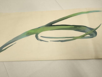 平和屋着物●塩瀬　九寸名古屋帯　作家物　ろうけつ染め　抽象文様　正絹　逸品　DABB9811du
