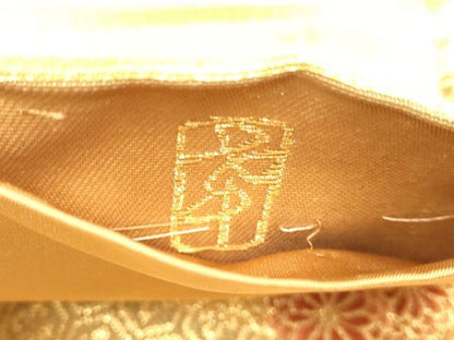 平和屋着物●西陣の名門 加納幸謹製 六通柄袋帯 吉祥扇花文 金糸 正絹 逸品 DABB9817du