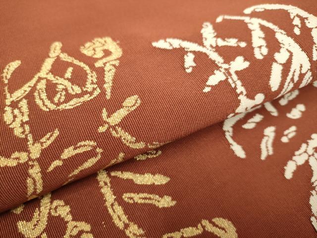 平和屋着物●爪掻き本綴れ　八寸名古屋帯　文字文　金糸　正絹　逸品　DABB9829du