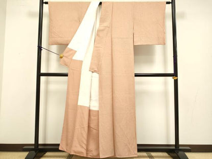平和屋着物■上質な色無地　干割れ地紋　ときがら茶色　正絹　逸品　DABB9930du