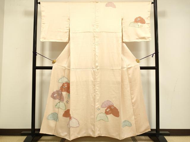 平和屋着物■訪問着　絞り　刺繍　雲取吉祥花文　金彩　正絹　逸品　DABB9942du
