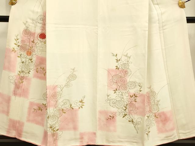 平和屋着物■訪問着　刺繍　市松花文　金彩　正絹　逸品　DABB9951du