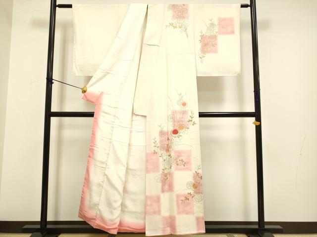 平和屋着物■訪問着　刺繍　市松花文　金彩　正絹　逸品　DABB9951du