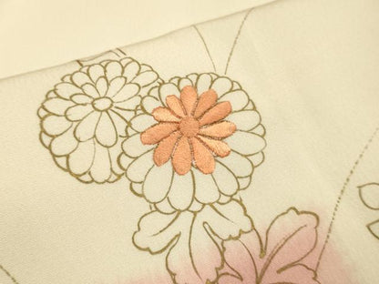 平和屋着物■訪問着　刺繍　市松花文　金彩　正絹　逸品　DABB9951du