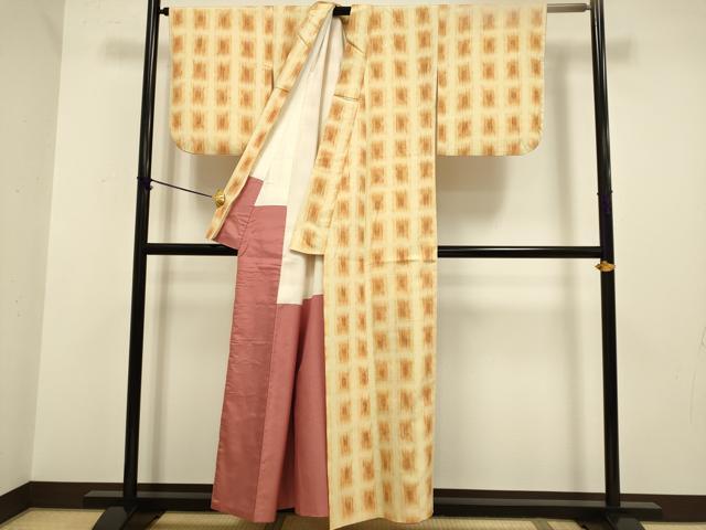平和屋着物■上質な紬　格子　正絹　逸品　DABB9953du