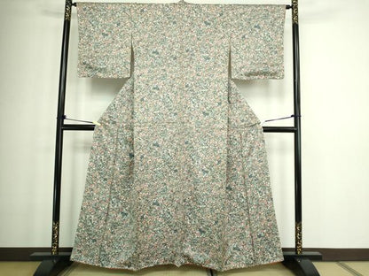 平和屋着物■上質な小紋 草花文 正絹 逸品 DABC0004sf