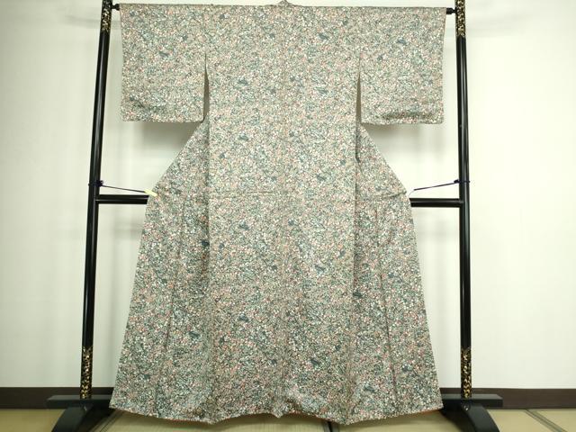 平和屋着物■上質な小紋 草花文 正絹 逸品 DABC0004sf
