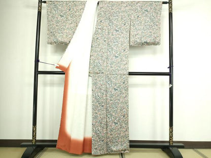 平和屋着物■上質な小紋 草花文 正絹 逸品 DABC0004sf