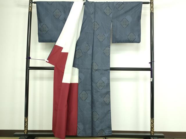 平和屋着物■上質な紬 花菱文 正絹 逸品 DABC0032sf