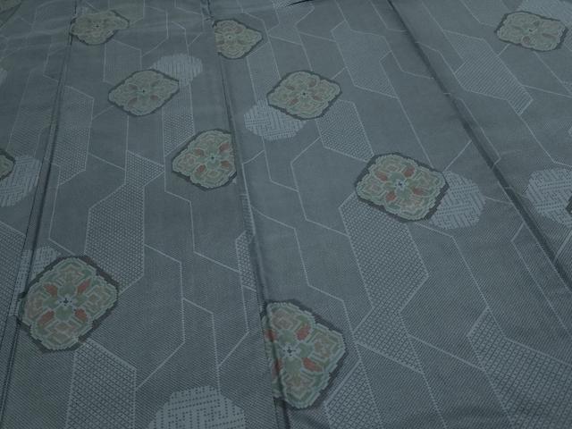 平和屋着物■上質な紬 花菱文 正絹 逸品 DABC0032sf