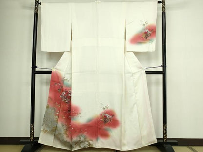 平和屋着物■訪問着 地紙枝花文 暈し染め 金銀彩 正絹 逸品 DABC0038sf