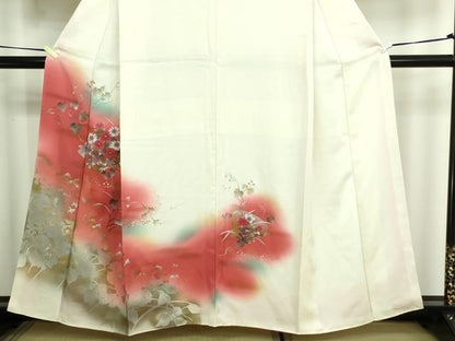 平和屋着物■訪問着 地紙枝花文 暈し染め 金銀彩 正絹 逸品 DABC0038sf