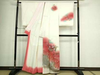 平和屋着物■訪問着 地紙枝花文 暈し染め 金銀彩 正絹 逸品 DABC0038sf