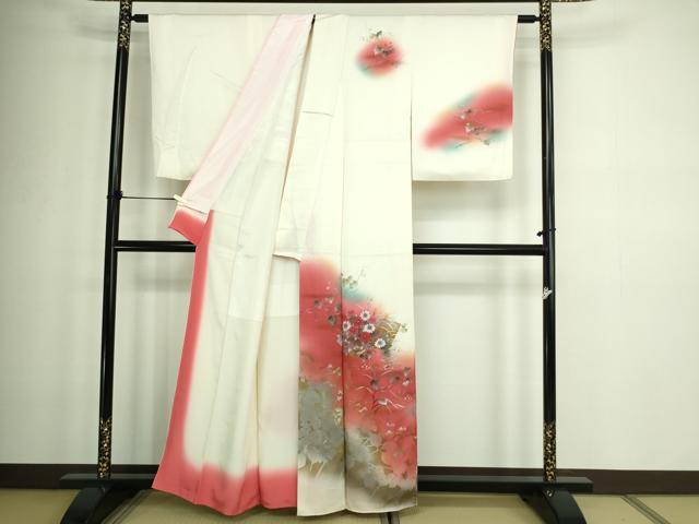 平和屋着物■訪問着 地紙枝花文 暈し染め 金銀彩 正絹 逸品 DABC0038sf