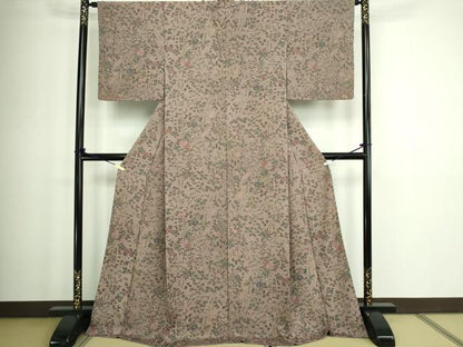 平和屋着物■上質な小紋 草花文 ロング丈 正絹 逸品 DABC0105sf