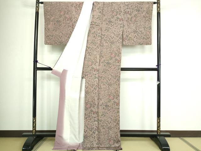 平和屋着物■上質な小紋 草花文 ロング丈 正絹 逸品 DABC0105sf