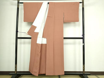 平和屋着物■上質な色無地 霞地紋 遠州茶色 正絹 逸品 DABC0110sf