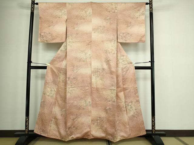 平和屋着物■上質な小紋 草花文 金彩 正絹 逸品 DABC0121sf