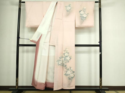 平和屋着物■訪問着 手描き 枝花文 暈し染め 金彩 正絹 逸品 DABC0124sf