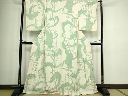 平和屋着物■上質な小紋 枝梅文 正絹 逸品 DABC0127sf