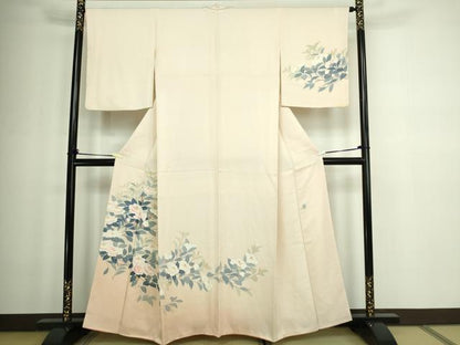 平和屋着物■訪問着 友禅 作家物 枝花文 暈し染め 銀彩 正絹 逸品 DABC0133sf