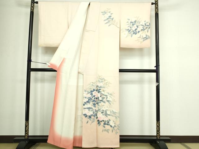 平和屋着物■訪問着 友禅 作家物 枝花文 暈し染め 銀彩 正絹 逸品 DABC0133sf