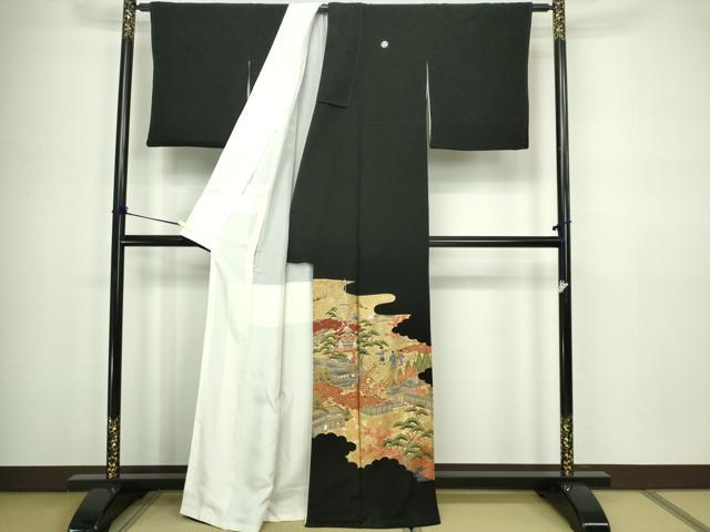 平和屋着物■豪華黒留袖 作家物 風景人物文 金彩 正絹 逸品 DABC0259sf