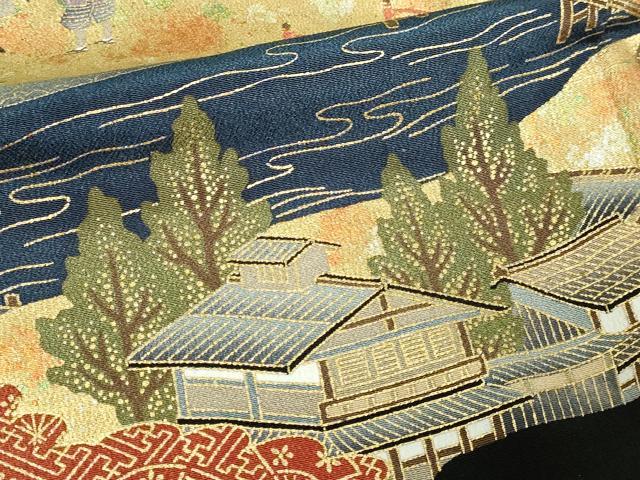 平和屋着物■豪華黒留袖 作家物 風景人物文 金彩 正絹 逸品 DABC0259sf