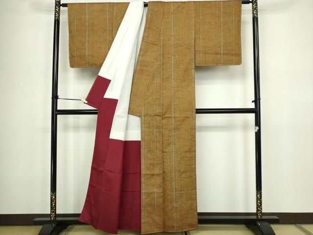 平和屋着物■上質な紬 縞 正絹 逸品 未使用 DABC0266sf