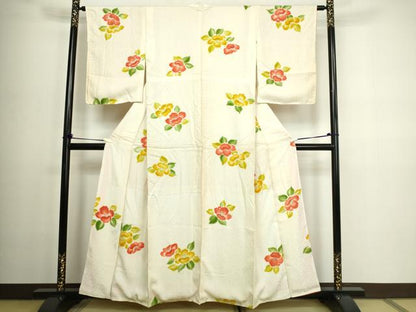 平和屋着物■上質な小紋 手描き 舞花文 暈し染め 正絹 逸品 DABC0279sf