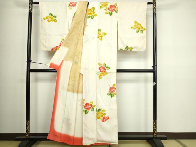 平和屋着物■上質な小紋 手描き 舞花文 暈し染め 正絹 逸品 DABC0279sf