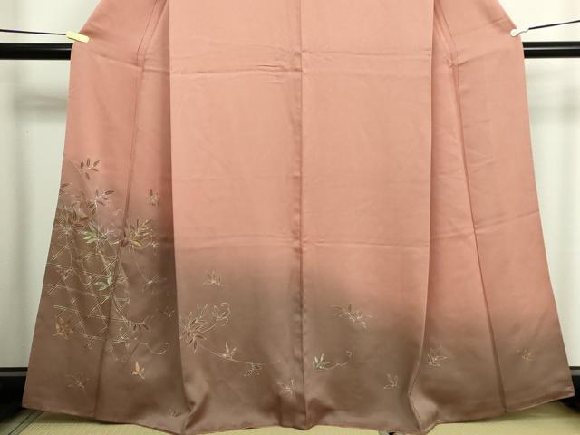 平和屋着物■訪問着 枝葉文 暈し染め 金銀彩 正絹 逸品 DABC0286sf
