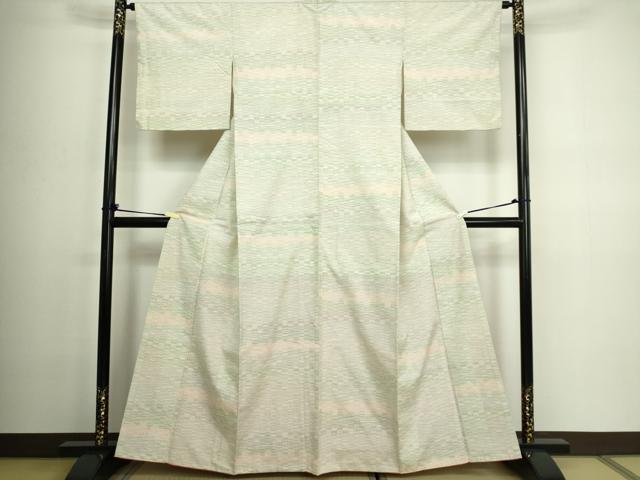 平和屋着物■上質な紬　横段文　正絹　逸品　DABC0287sf