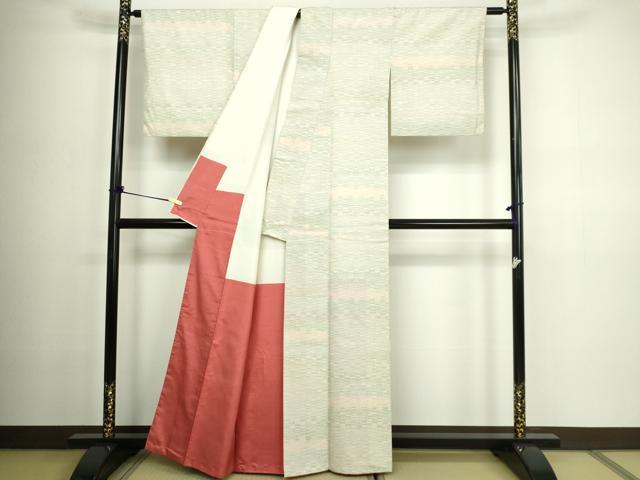 平和屋着物■上質な紬　横段文　正絹　逸品　DABC0287sf