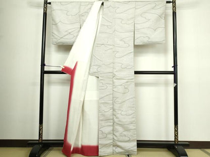 平和屋着物■上質なお召 抽象文様 正絹 逸品 DABC0301sf