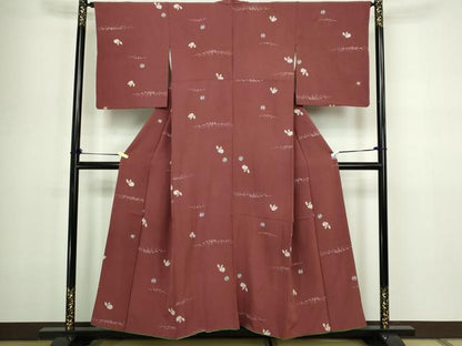平和屋着物■上質な小紋 草葉文 正絹 逸品 DABC0305sf