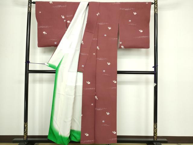 平和屋着物■上質な小紋 草葉文 正絹 逸品 DABC0305sf