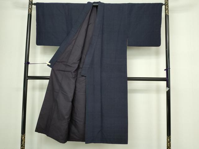 平和屋着物■男性 紬 霞文 青褐色 正絹 逸品 DABC0306sf